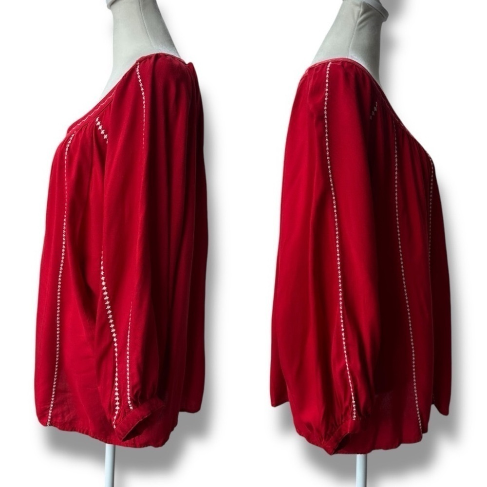 Ariat Ali Red Embroidered Peasant Blouse | Size Large - Picture 6 of 11